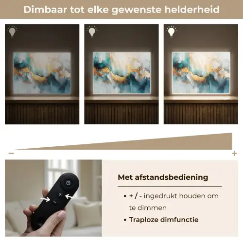 Abstract - Kunst - Gold - Blauw Light Box met batterij (Wandlamp) middel -USP_dimbaarNL