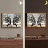 Bomen - Gezicht - Bladeren - Moderne kunst Light Box met batterij (Wandlamp) middel -sfeer3