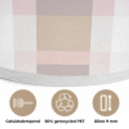 Ruitpatroon - Aardetinten - Minimalistisch Akoestische PET Vilt - Rond klein 838 -closeup_NL