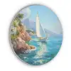 Zeilboot - Rotsen - Kust - Huizen Akoestische PET Vilt - Rond klein -3d