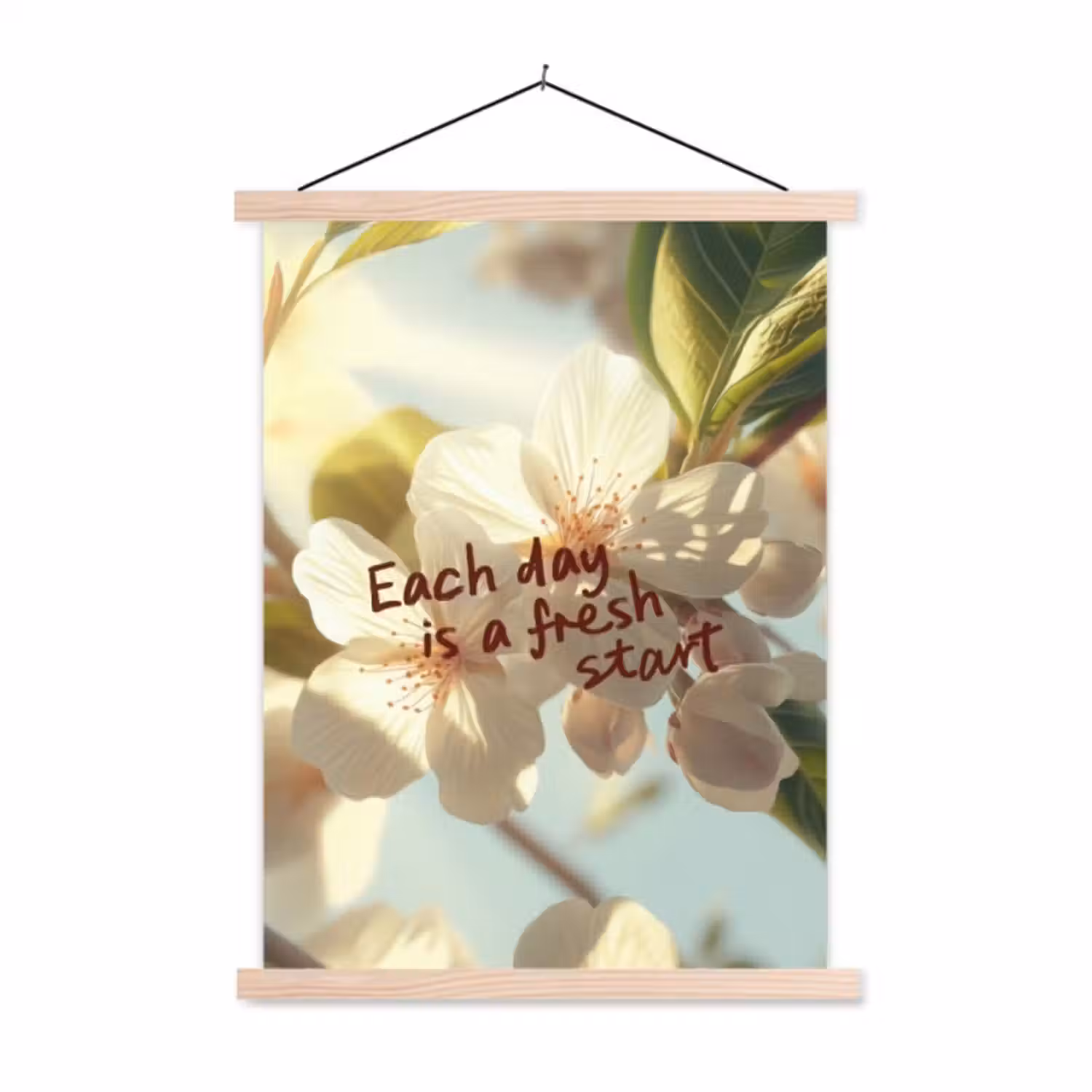 Schoolplaat -  Bloesems - Zonlicht - Quote - Wit