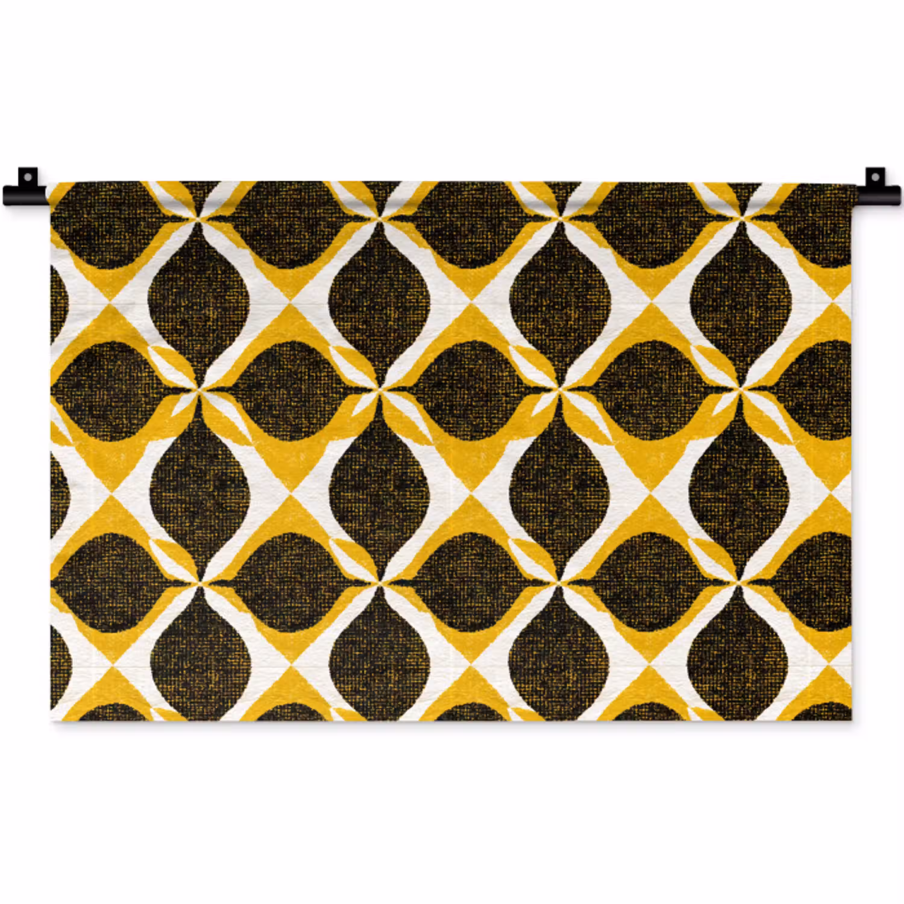 Geel - Zwart - Geometrisch - Retro - Textuur Wandkleed katoen klein 269 -zz3d
