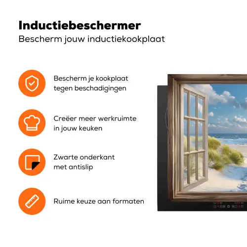 Doorkijk - Strand - Raam - Duinen - Zee Inductie beschermer vinyl 3mm klein -zzzzzzz-td-ups