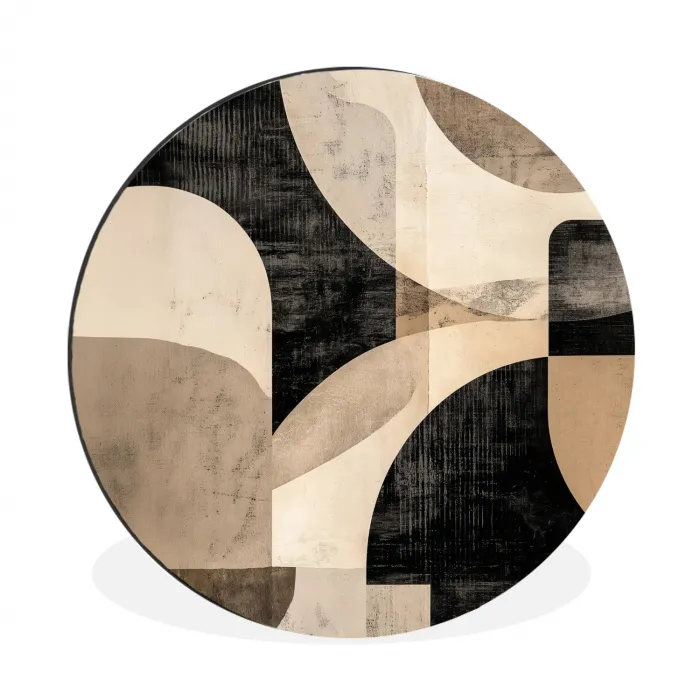 Abstract - Vormen - Modern - Beige Wandcirkel aluminium klein -3d