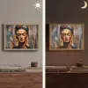 Portret - Vrouw - Bloemen Light Box met batterij (Wandlamp) middel -sfeer3