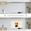 Zwarte kolibrie - Bloem - Gouden cirkel keuken achterwand spatscherm klein -voor_na_NL