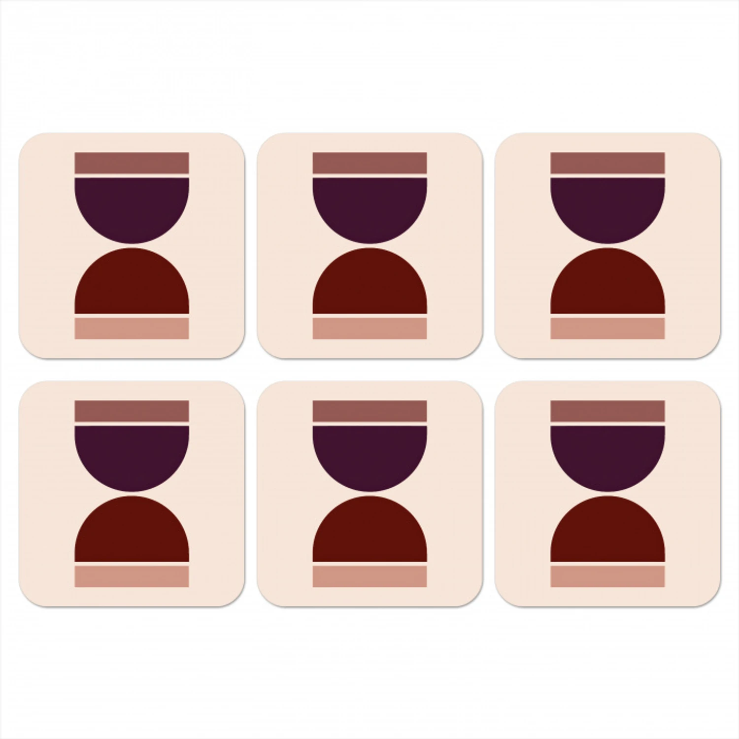 Zandloper - Symmetrisch - Rood - Paars onderzetter kurk middel -3d