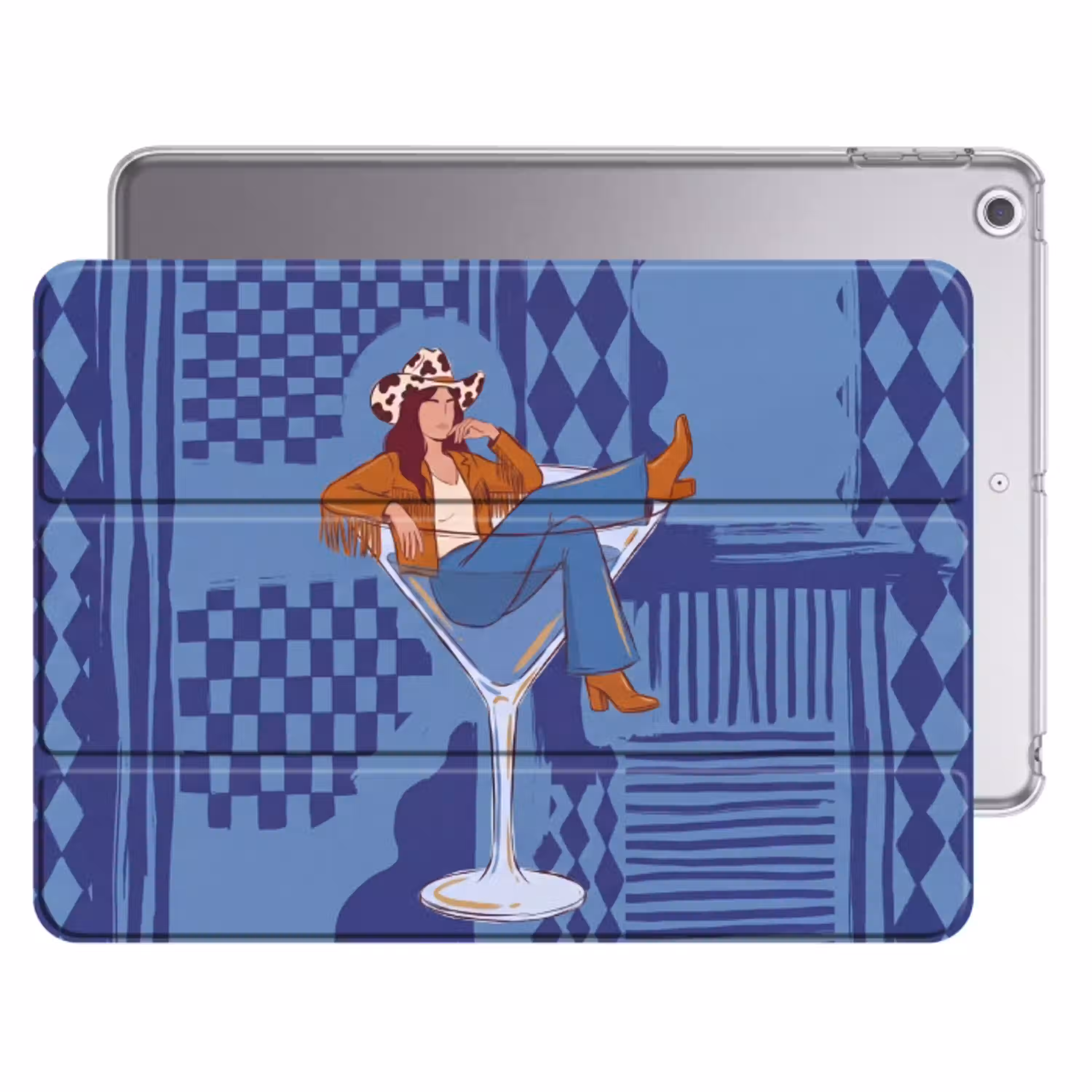 Vrouw - Martini glas - Abstract - Blauw - Kunst Apple iPad 2017 middel -threedimensional_3d_global