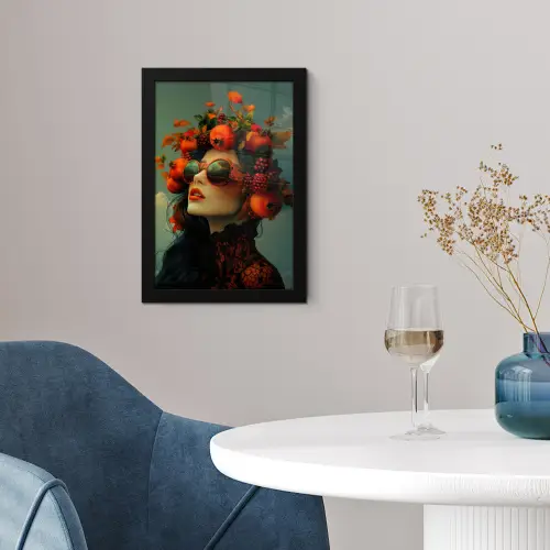 Vrouw - Granaatappel - Herfst - Zonnebril fotolijst zwart zonder passe partout klein -sfeer4
