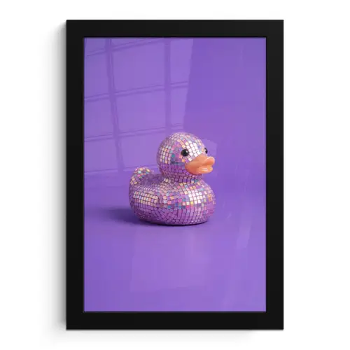 Disco - Eend - Paars fotolijst zwart zonder passe partout klein -3d