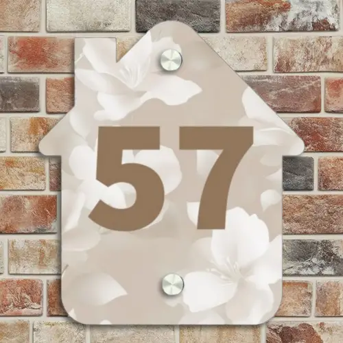 Beige bloemen - Traditioneel Naambord Huisje klein -sfeer6