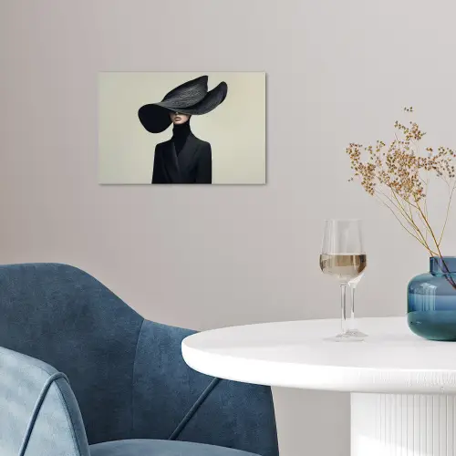 Zwart - Vrouw - Hoed poster papier klein -sfeer3