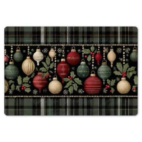 Kerstballen - Rood - Hulsttakken - Patroon Placemat vinyl groot -zzsfeer1_Kitchenyeah-website