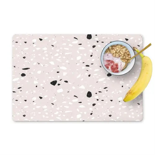 Terrazzo -  Patroon - Zacht - Zwart - Wit Placemat vinyl groot 368 -zzzproduct_Kitchenyeah-website