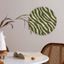 Zebra - Patroon - Groen Akoestische PET Vilt - Rond klein 838 -sfeer3
