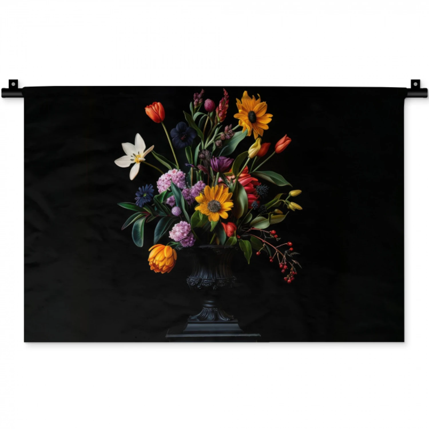 Zonnebloemen - Boeket - Kleurrijk Wandkleed katoen klein -zz3d