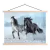 Paarden - Winter - Dieren - Natuur - Sneeuw textielposter latten blank klein -3d