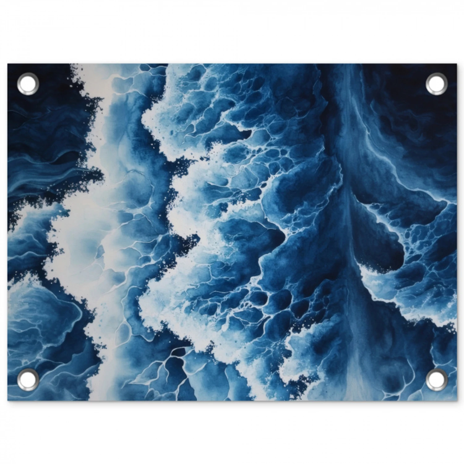 Golven - Blauw - Schuim tuinposter los doek klein -3d