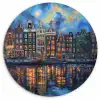 Grachten Amsterdam - Huizen - Stad - Kleurrijk Wandcirkel plexiglas klein -3d