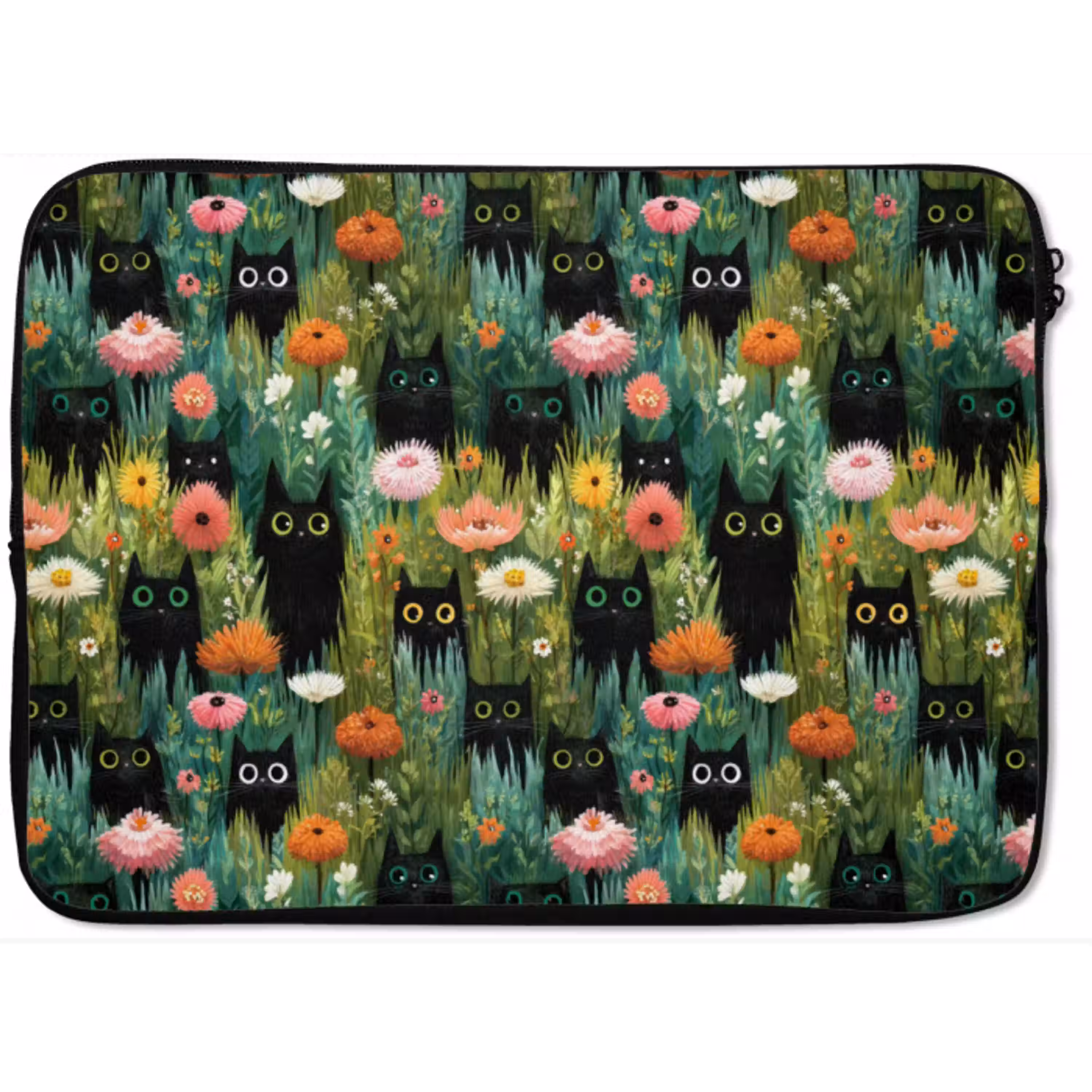 Katten - Bloemen - Kleurrijk laptophoes neopreen klein 279 -zkaufland3dotto