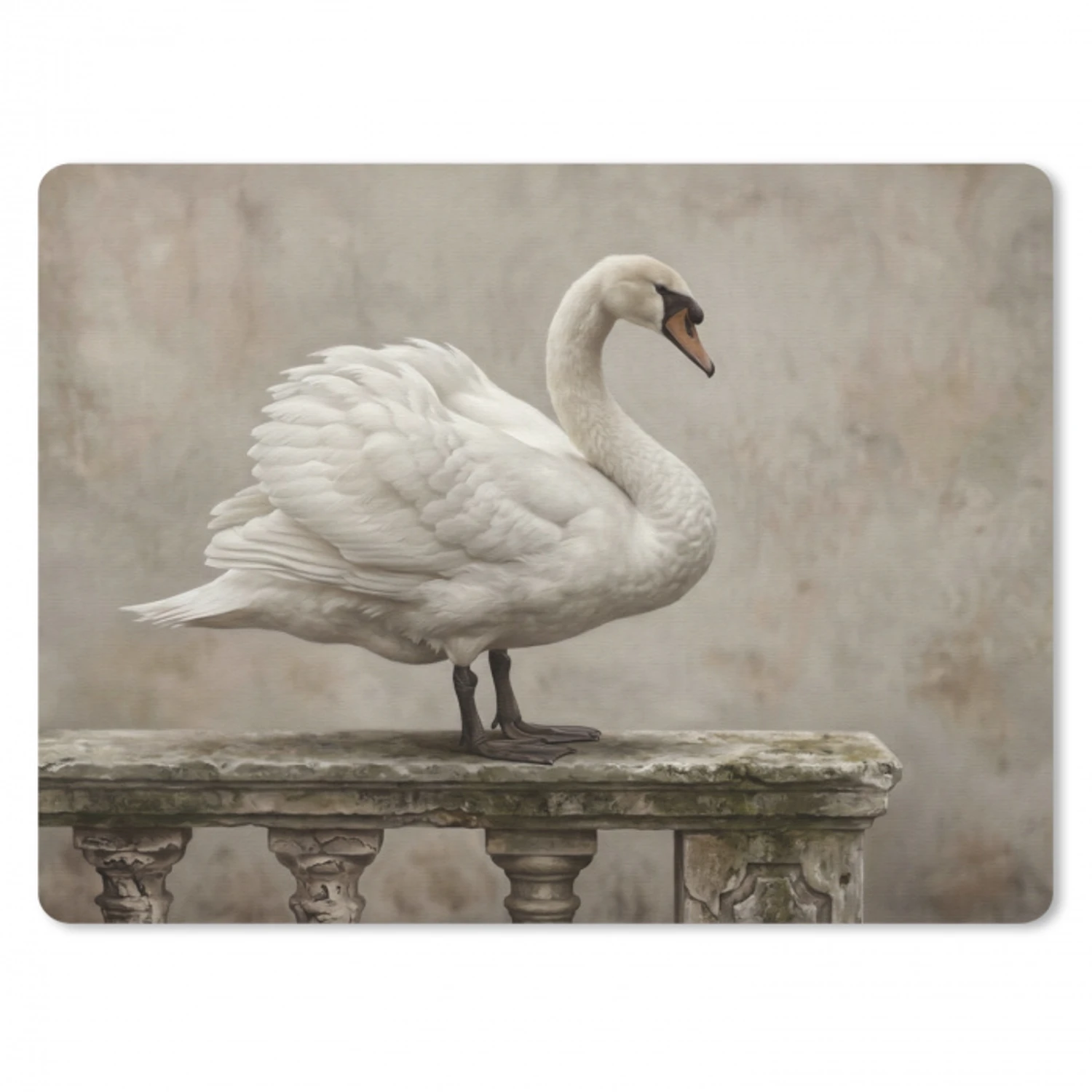 Zwaan - Elegant - Dieren - Wit muismat rubber klein -3d