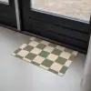 Schaakbord print - Groen - Beige - Blokjes Deurmat klein -sfeer2