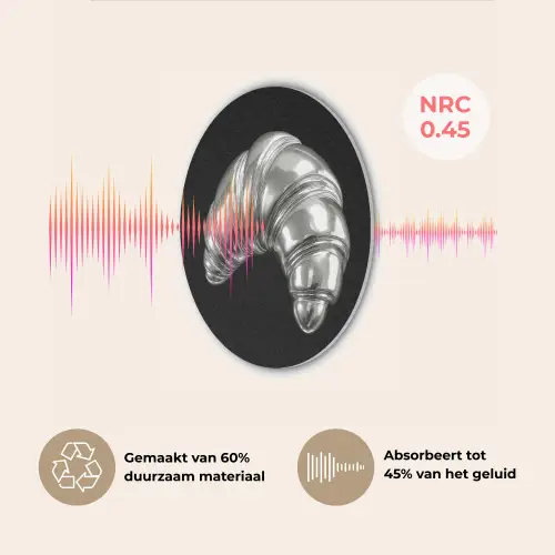 Croissant - Metaal - Zilver Akoestische PET Vilt - Rond klein -USP_NL