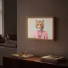 Tijger - Strik - Jasje - Roze Light Box met batterij (Wandlamp) middel -sfeer1