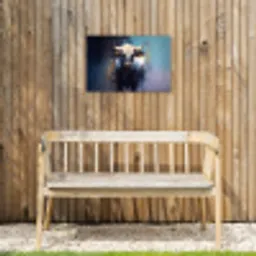 Stier - Zwart - Abstract - Horens Tuinposter op houten frame 2 cm dik klein -sfeer4