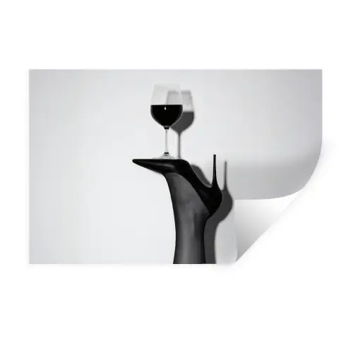 Hak - Wijn - Minimalistisch - Zwart Muursticker klein -3d
