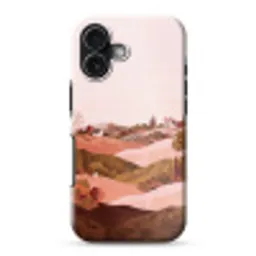 Heuvellandschap - Grafisch - Terracotta Toughcase MagSafe Apple iPhone 17 klein -3d