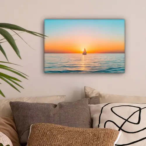 Zee - Zeilboot - Zonsondergang canvas 2cm klein -sfeer1