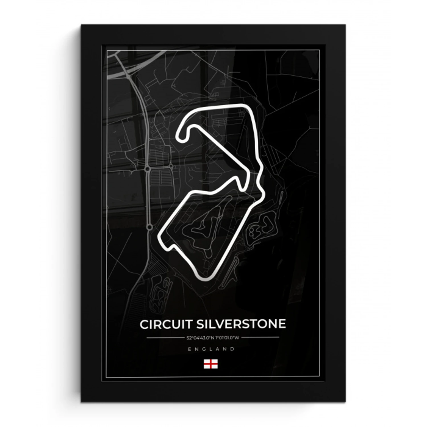 Racing - Engeland - Racebaan - Circuit - Silverstone - Zwart fotolijst zwart zonder passe partout klein -3d