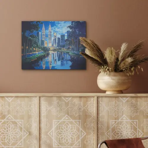 Stad Kuala Lumpur - Skyline - Wolkenkrabbers - Water PET vilt klein -sfeer4