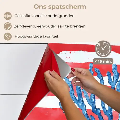 Koraal - Verfstructuur - Rood - Blauw keuken achterwand spatscherm klein -spatscherm_NL