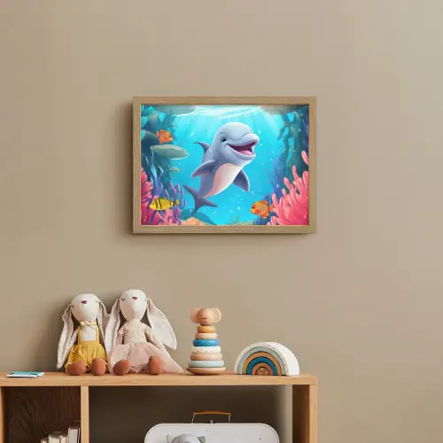 Dolfijn - Zeedieren - Onderwater - Kinderen - Meisjes Light Box met batterij (Wandlamp kind) middel -sfeer2_kind