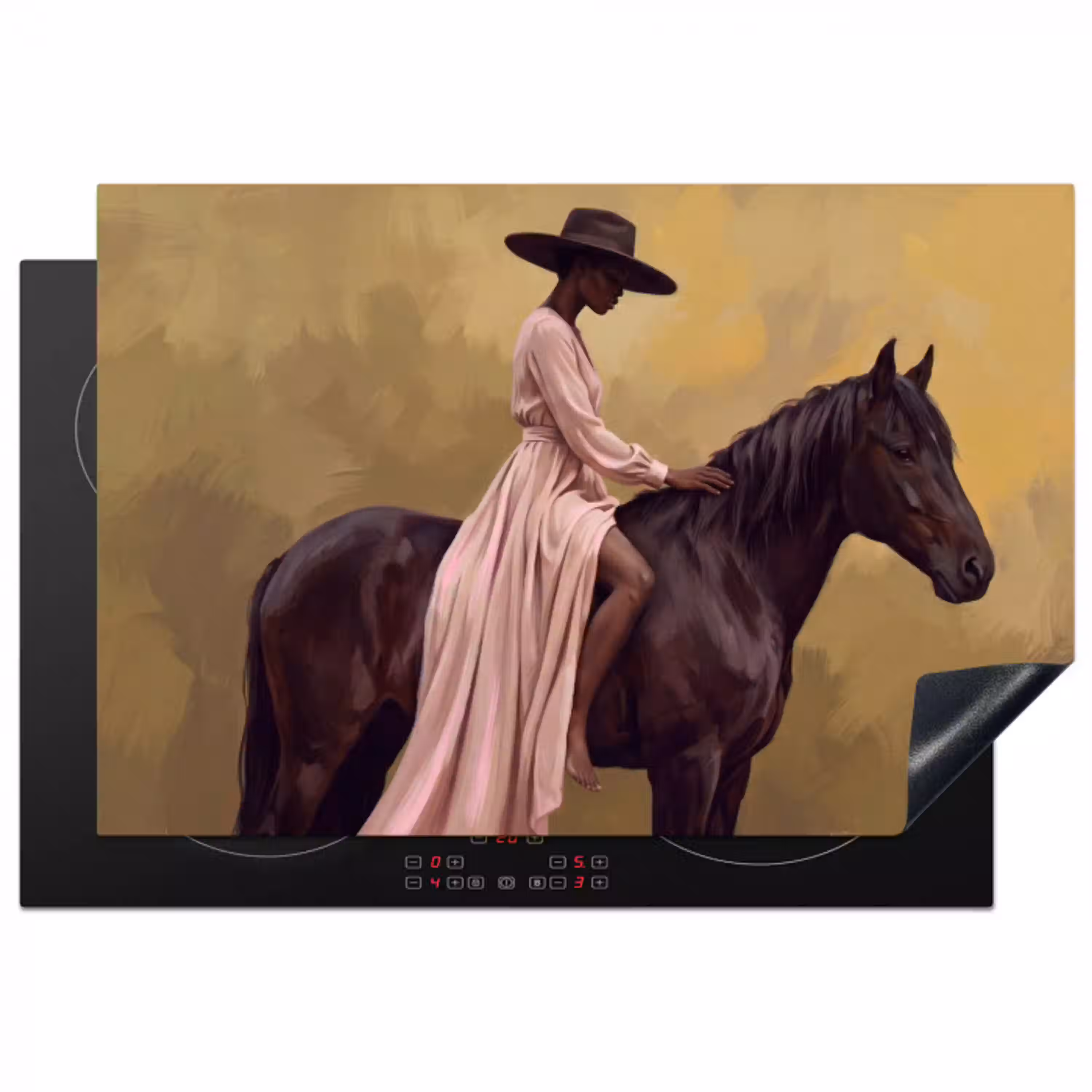 Paard - Klassiek - Oker Inductie beschermer vinyl 3mm klein -3d
