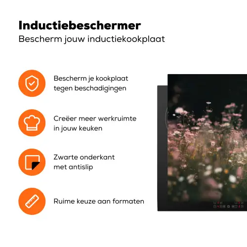 Hert - Wilde bloemen - Bos Inductie beschermer vinyl 3mm klein -zzzzzzz-td-ups