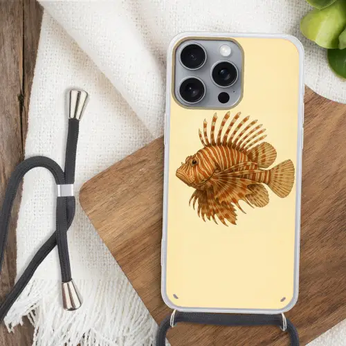 Strepen - Vis - Rond - Stekels Hoesje iPhone 16 Pro Max met koord klein -sfeer4
