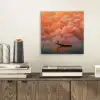 Zee - Boot - Wolken - Oranje aluminium wit klein -sfeer1