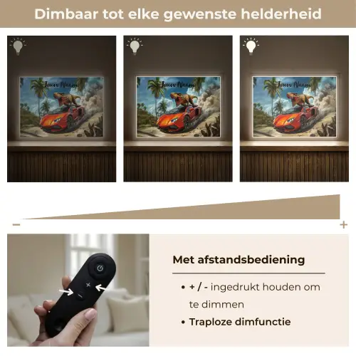 Sportauto - Rood - Dino Light Box met batterij (Wandlamp kind) middel -USP_dimbaarNL