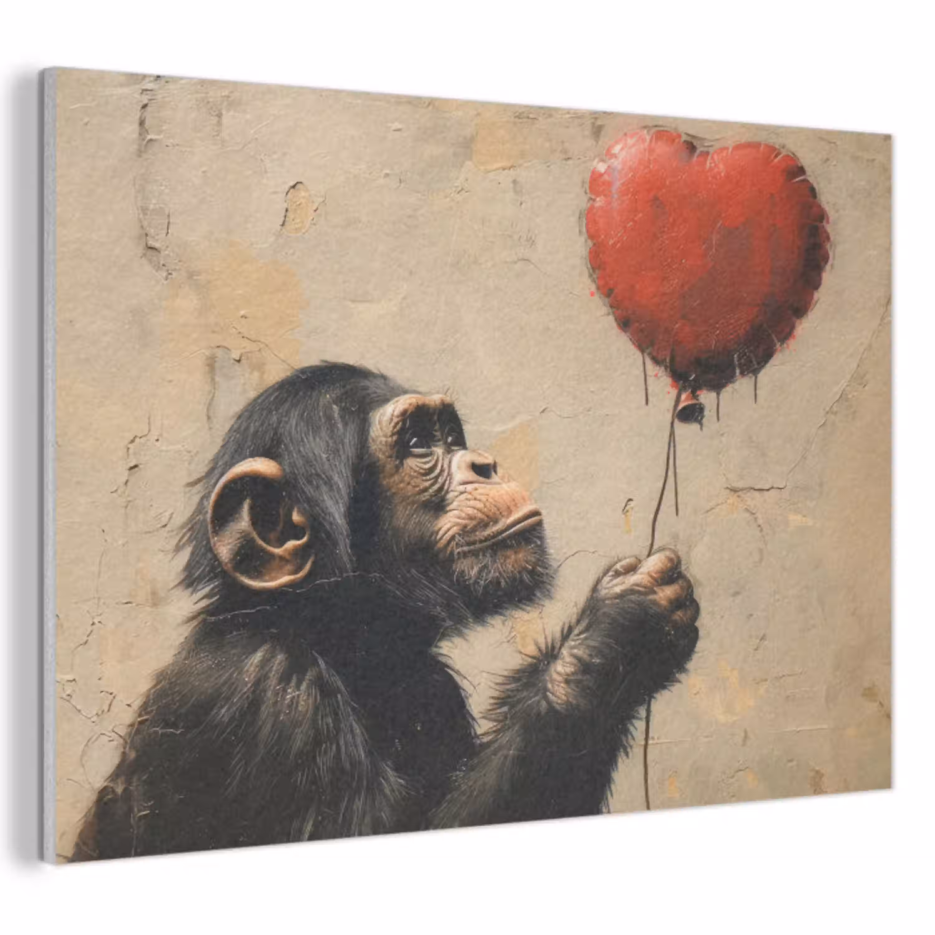 Street art - Chimpansee - Ballon - Graffiti - Banksy PET vilt klein -3d