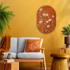 Bloemen - Wit - Subtiel - Roestkleur Wandcirkel Ovaal Forex klein -sfeer4
