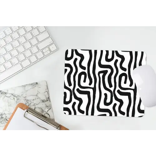 Modern - Lijnen - Zwart muismat rubber klein 262 -witbureau