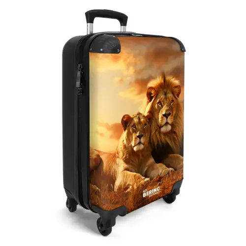 Twee bruine leeuwen NBS - Handbagage koffer - Kinderen Unisex middel -productfoto_3d