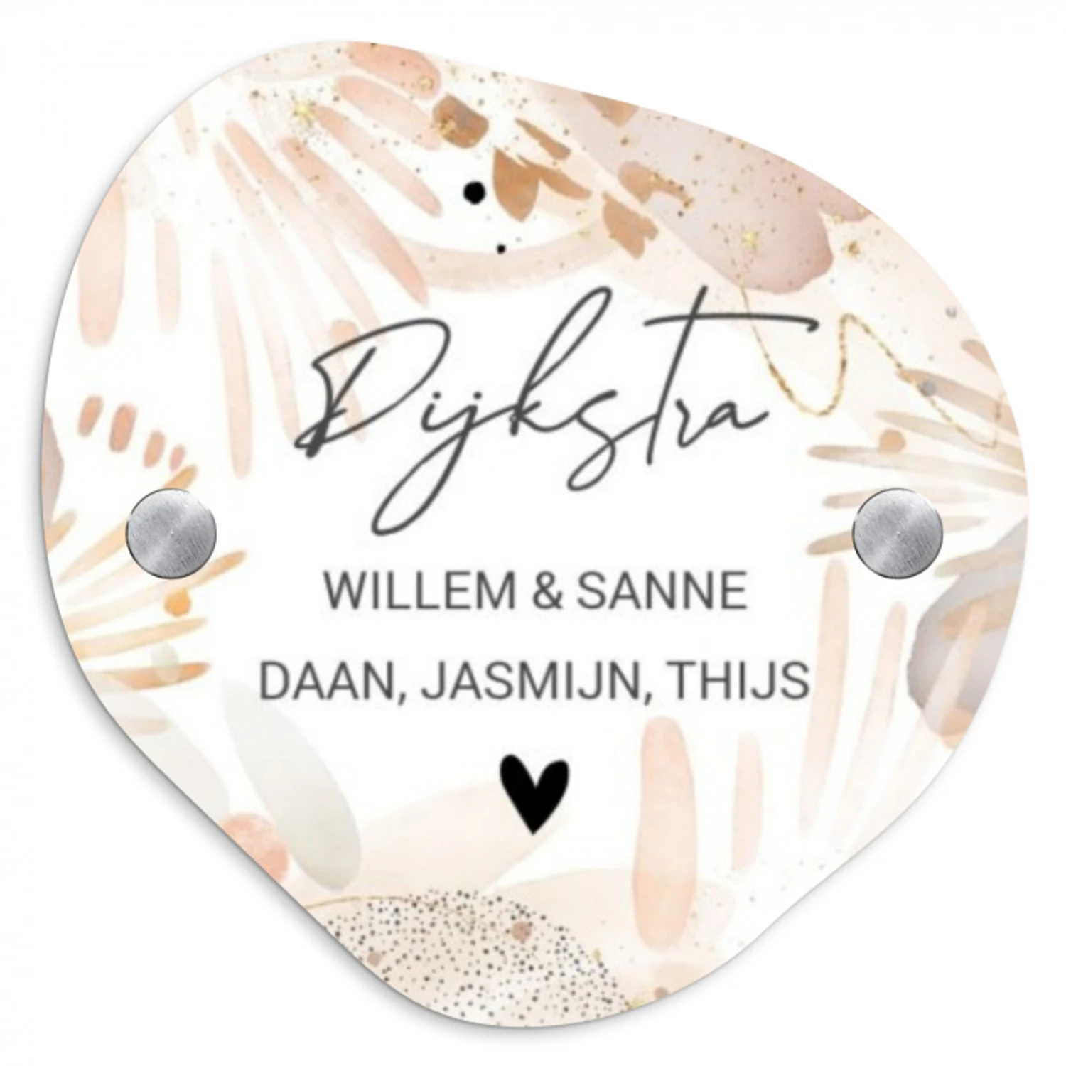 Abstract beige - Sierlijk Naambord Organisch klein -3d