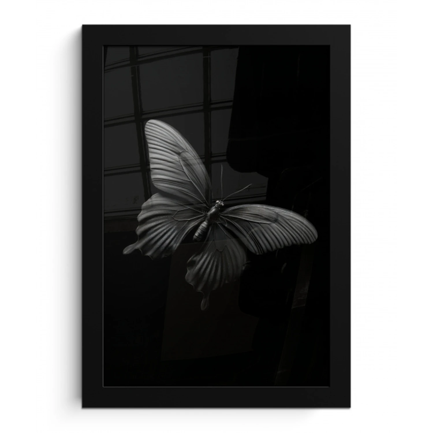Vlinder - Zwart - Insect - Dieren fotolijst zwart zonder passe partout klein -3d