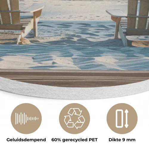 Doorkijk - Strandstoelen - Duinen - Zee - Natuur Akoestische PET Vilt - Rond klein -closeup_NL