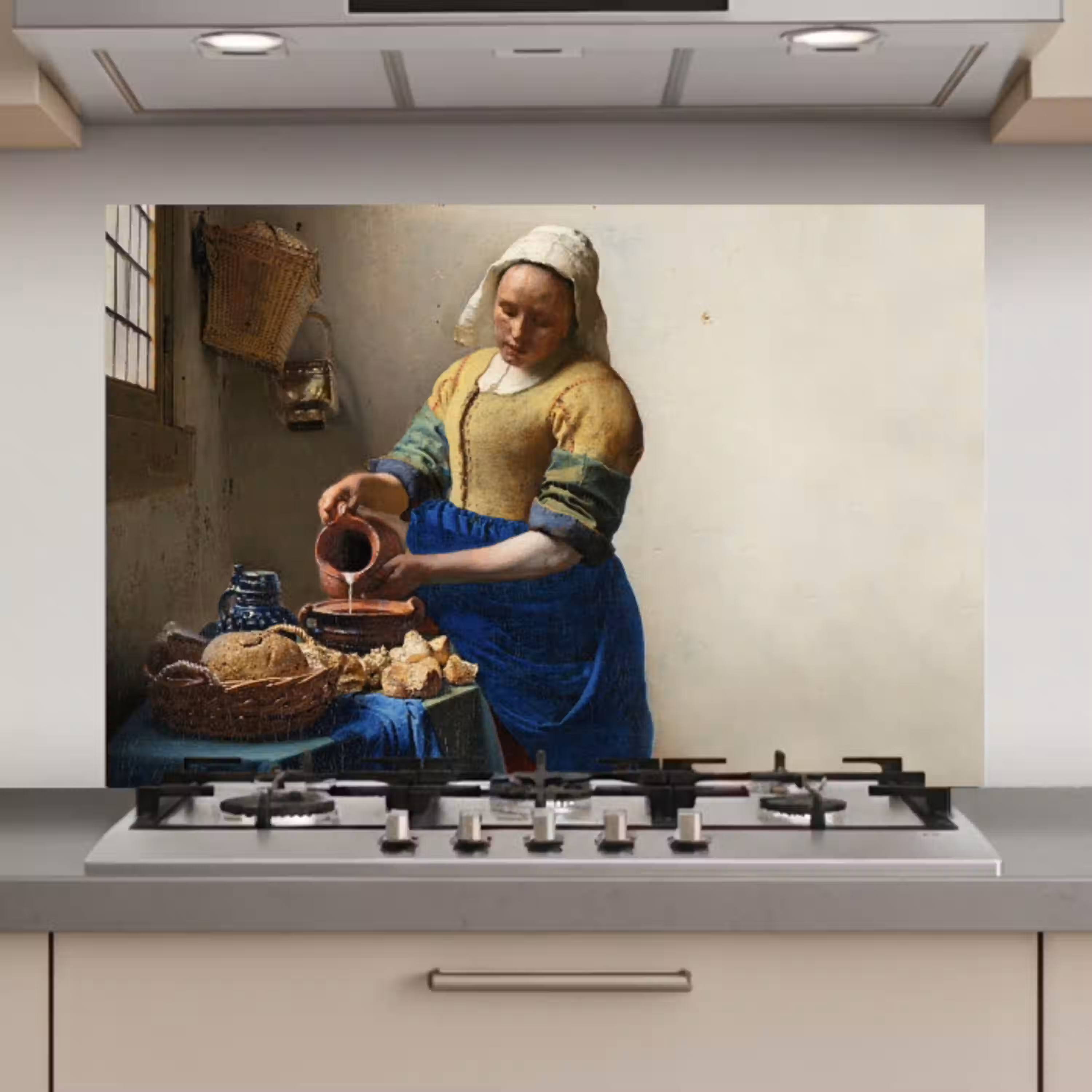 Het melkmeisje - Kunst - Oude meesters - Vermeer keuken achterwand spatscherm klein -3d_website