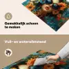 Vrouw - Bloemen - Oranje - Blauw - Modern Inductie beschemer met haakjes klein -ky-schoon-nl